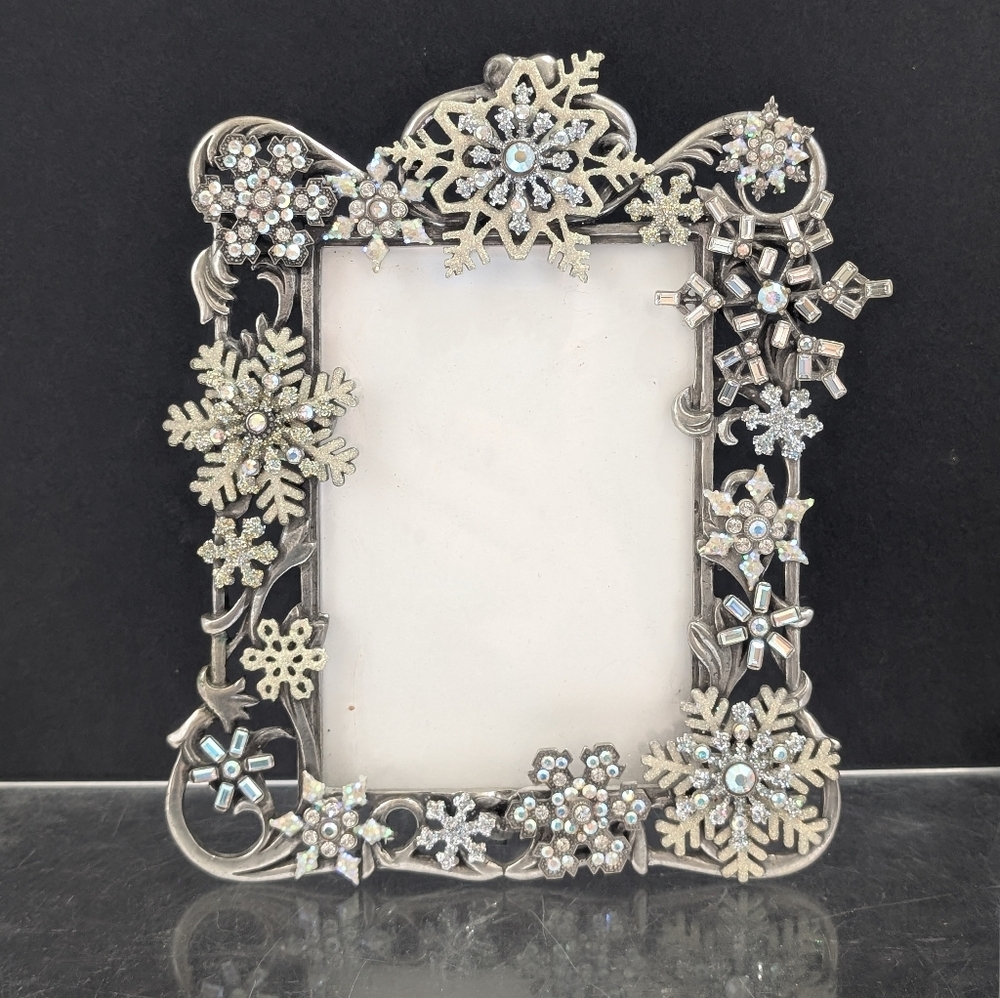 Kirks Folly Silver Snowflake Frame with Crystal Accents